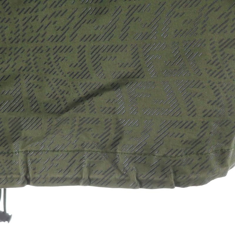 Fendi FF Pattern Quilted Military Hooded Zip Up Jacket Khaki