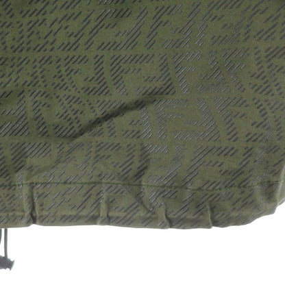 Fendi FF Pattern Quilted Military Hooded Zip Up Jacket Khaki