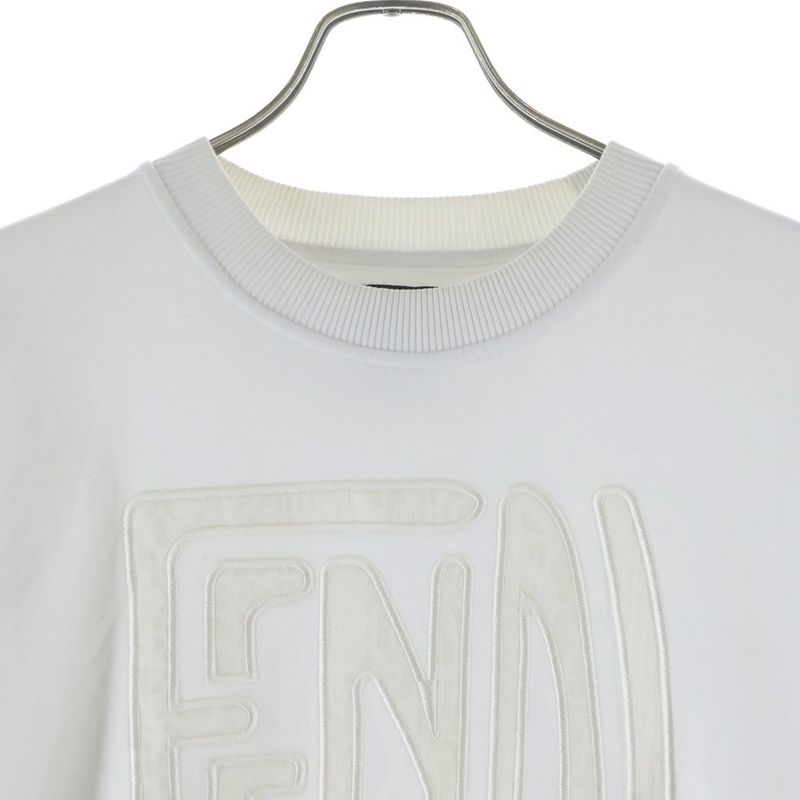 Fendi Front Embroidery Pullover Sweatshirt Trainer White Sweater