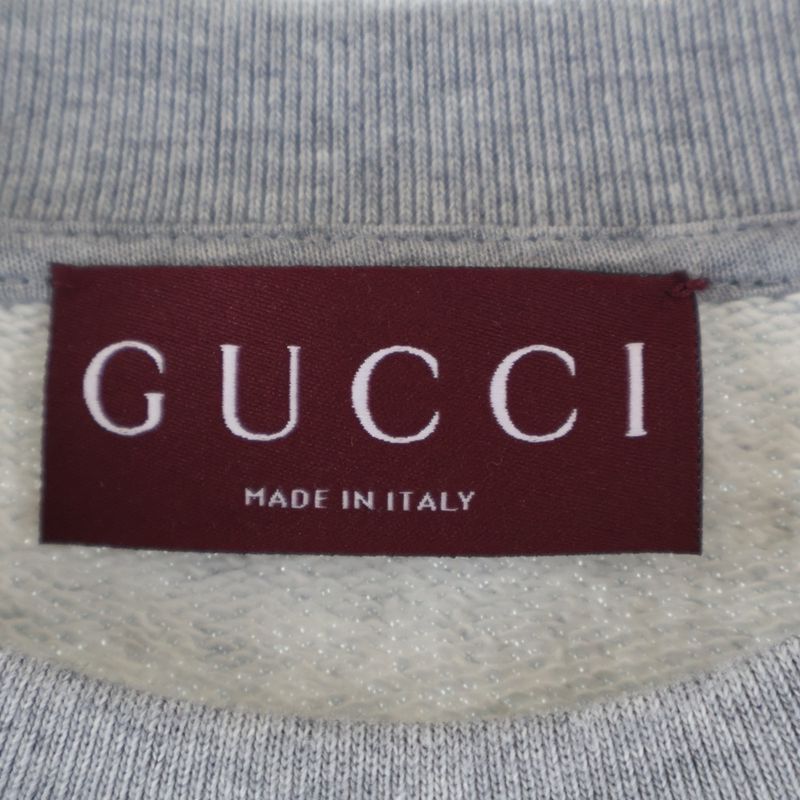 Gucci Embossed Logo Cotton Crew Neck Long Sleeve Sweatshirt Gray Sneaker