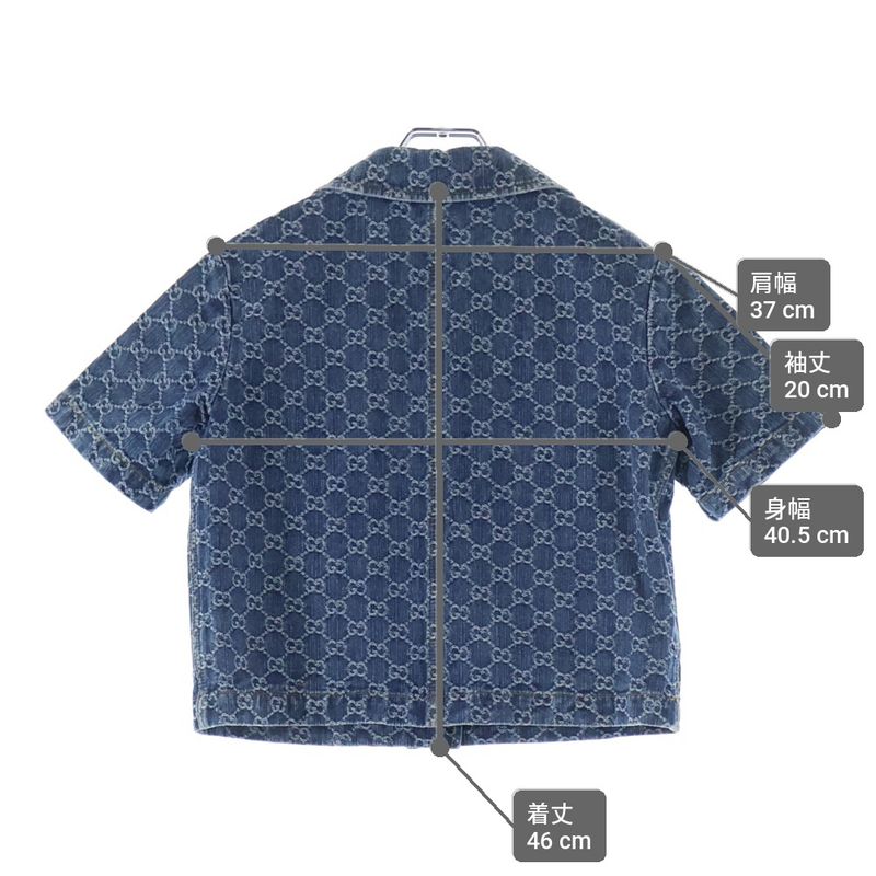 Gucci GG Denim Jacquard Top Short Sleeve Shirt Indigo
