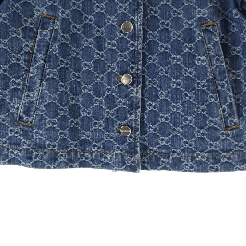 Gucci GG Denim Jacquard Top Short Sleeve Shirt Indigo