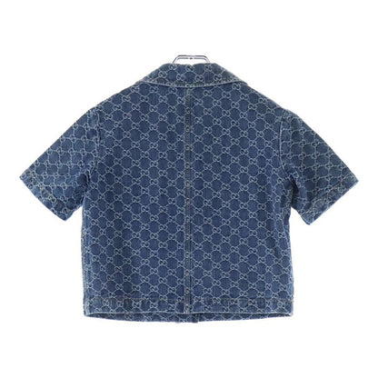 Gucci GG Denim Jacquard Top Short Sleeve Shirt Indigo