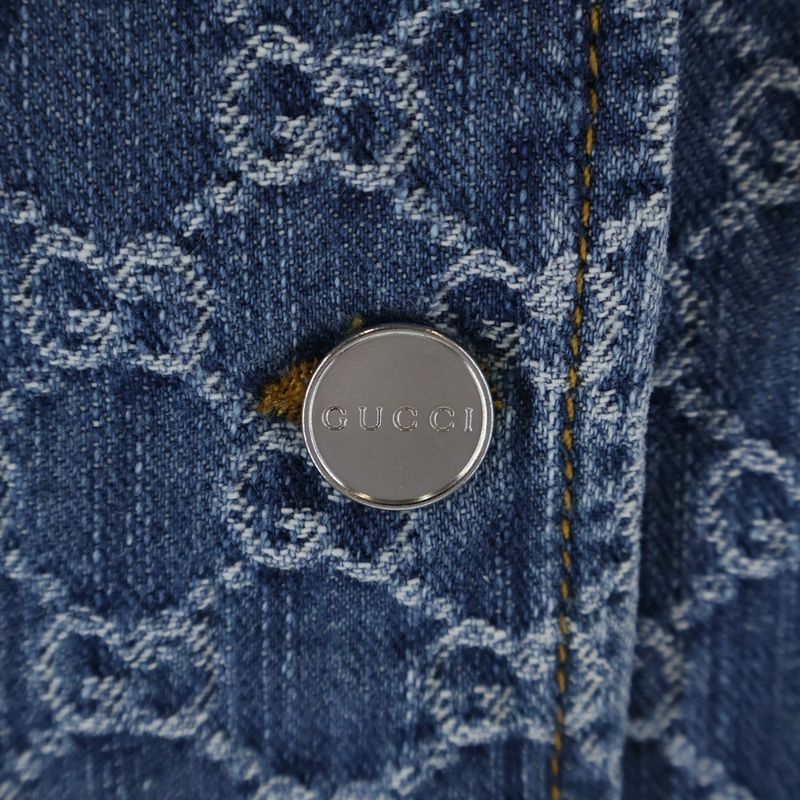 Gucci GG Denim Jacquard Top Short Sleeve Shirt Indigo