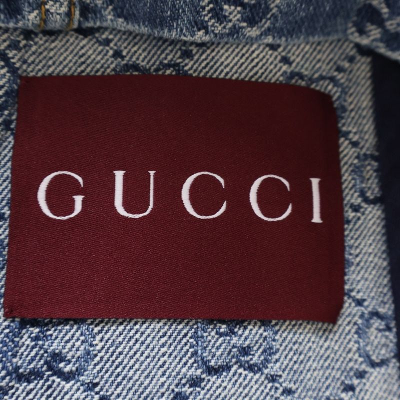 Gucci GG Denim Jacquard Top Short Sleeve Shirt Indigo