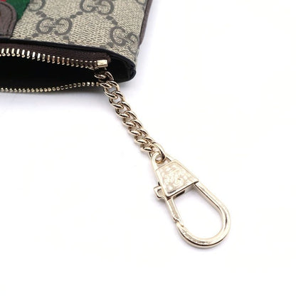 Gucci Ophidia Zipki Pouch Charm Case Beige Brown Leather