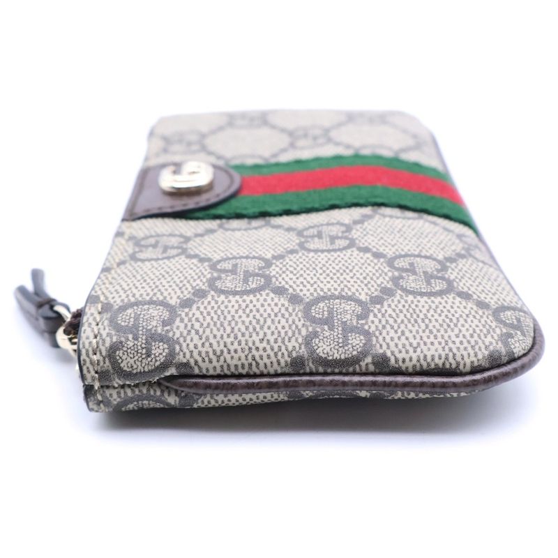 Gucci Ophidia Zipki Pouch Charm Case Beige Brown Leather