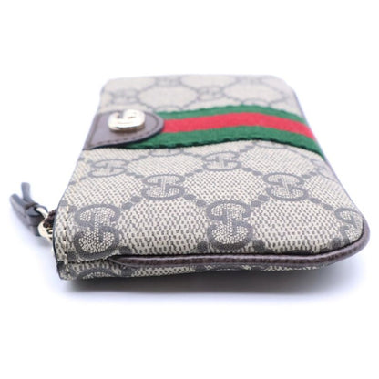 Gucci Ophidia Zipki Pouch Charm Case Beige Brown Leather