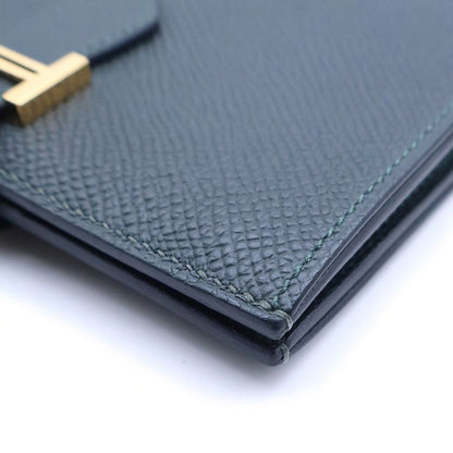 Hermes Bearn Compact Wallet Bifold Coin Case Dark Green Veau Epsom Gold