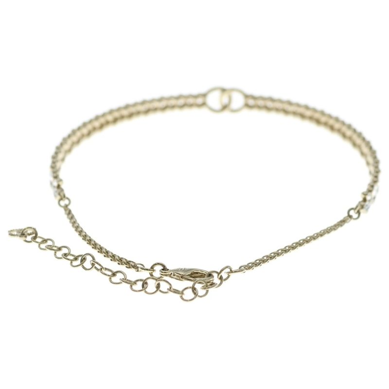 Chanel CC Logo Rhinestone Choker Necklace Gold