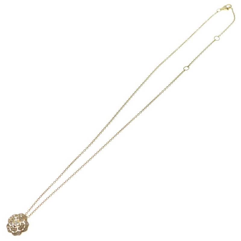 Chanel Camellia Collection Pave Diamond Necklace Pendant 18K YG Yellow