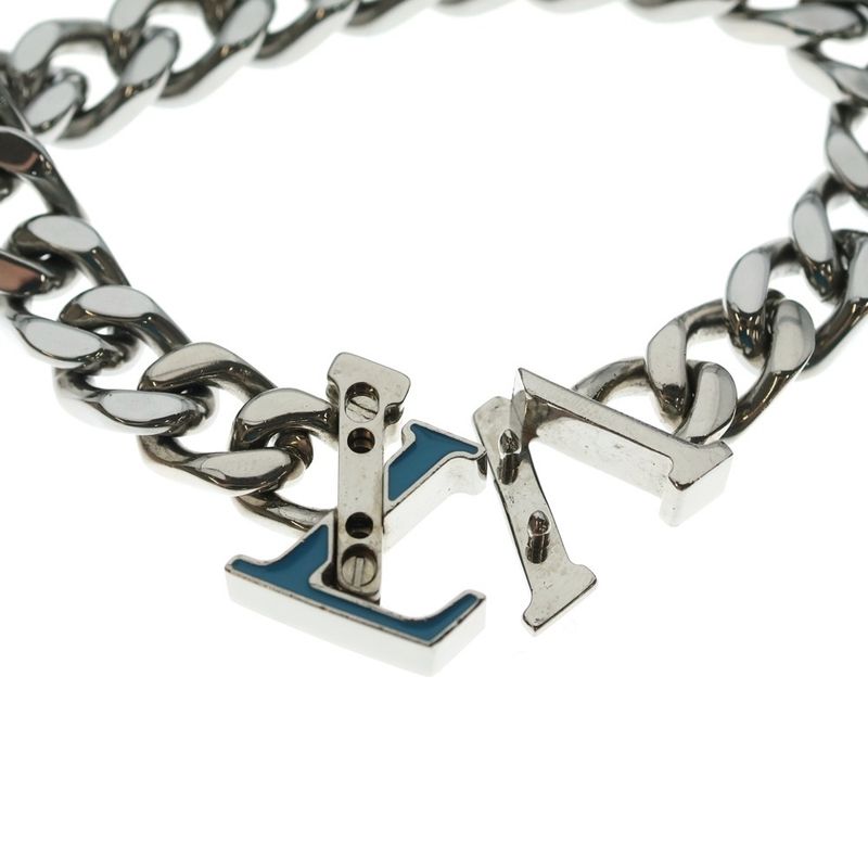 Louis Vuitton LV Initial Bracelet LV Chain Blue Silver Metal Silver-blue