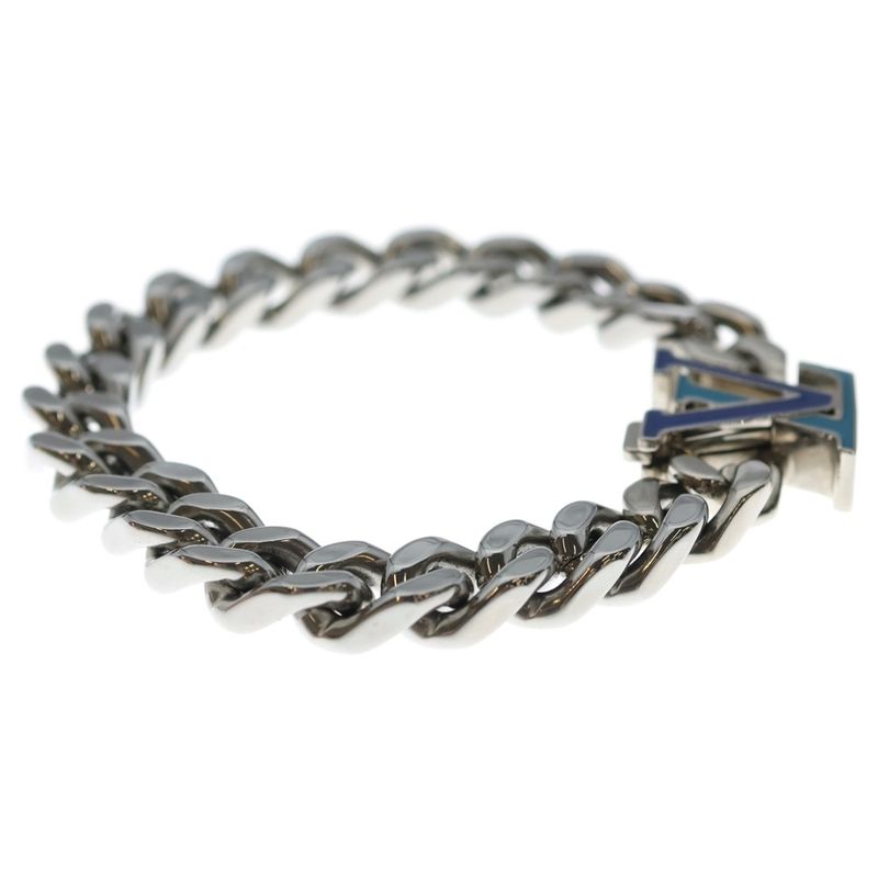 Louis Vuitton LV Initial Bracelet LV Chain Blue Silver Metal Silver-blue
