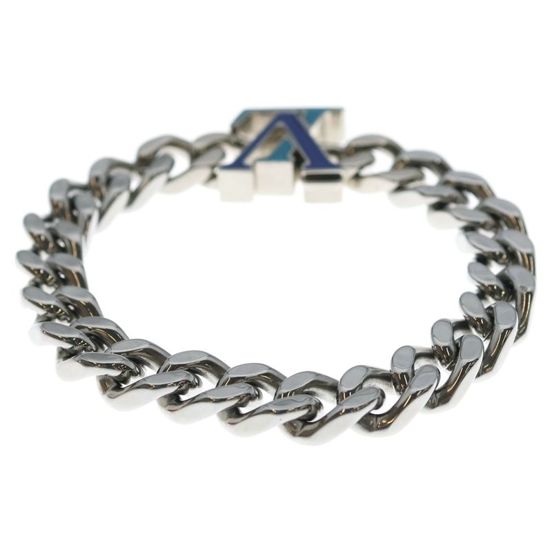 Louis Vuitton LV Initial Bracelet LV Chain Blue Silver Metal Silver-blue