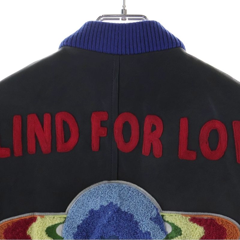 Gucci Leather Stadium Jacket Black