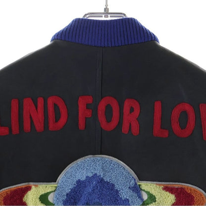 Gucci Leather Stadium Jacket Black