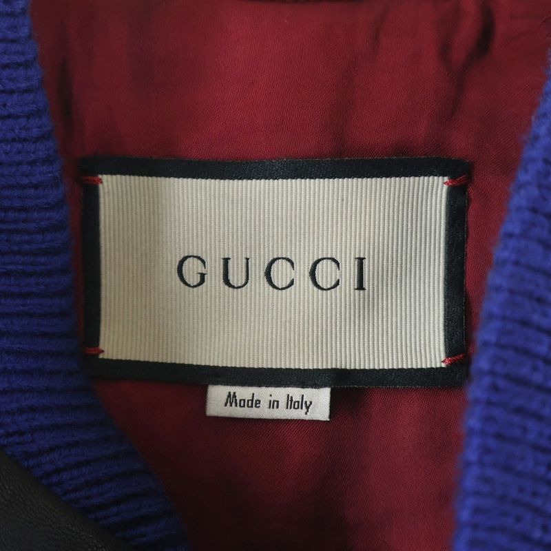 Gucci Leather Stadium Jacket Black