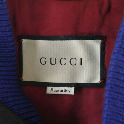 Gucci Leather Stadium Jacket Black