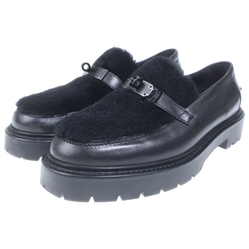 Hermes Icon Moccasins Kelly Leather Loafers Black