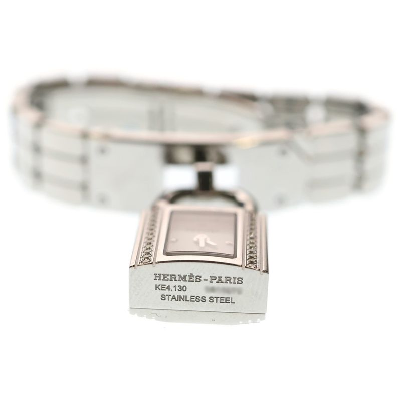 Hermes Kelly Watch Diamond Bezel White Dial SS Quartz Stainless Steel