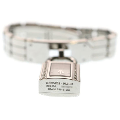 Hermes Kelly Watch Diamond Bezel White Dial SS Quartz Stainless Steel