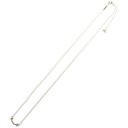 Tiffany & Co T Smile Mini Diamond Necklace Pendant 18K PG