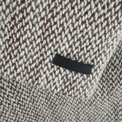 Prada Soprabito Triangle Logo Embroidery Wool Long Coat Beige