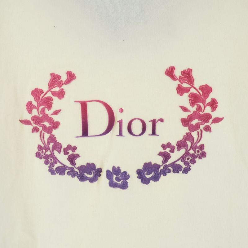 Dior Front Logo Embroidery Pullover Hoodie White Sweater