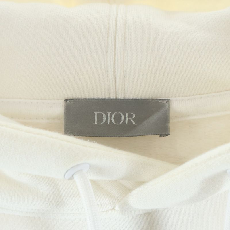 Dior Front Logo Embroidery Pullover Hoodie White Sweater