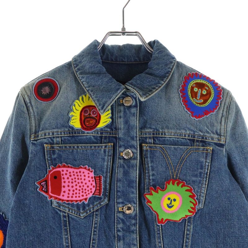 Louis Vuitton YK Short Denim Patch Jacket Gm1 Yayoi Kusama Indigo