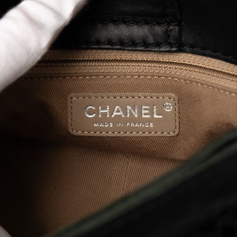 Chanel Wild Stitch CC Logo Crossbody Chain Shoulder Bag Black Leather