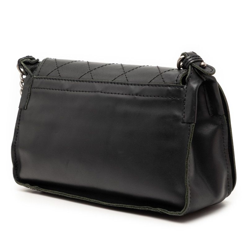 Chanel Wild Stitch CC Logo Crossbody Chain Shoulder Bag Black Leather