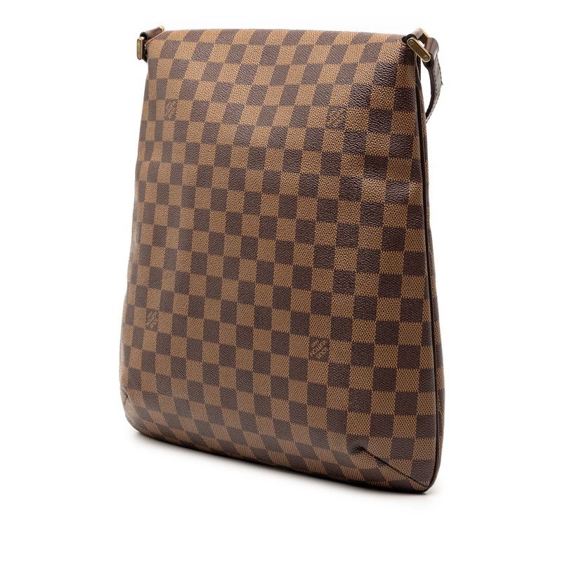 Louis Vuitton Damier Musette Crossbody Shoulder Bag Brown Leather