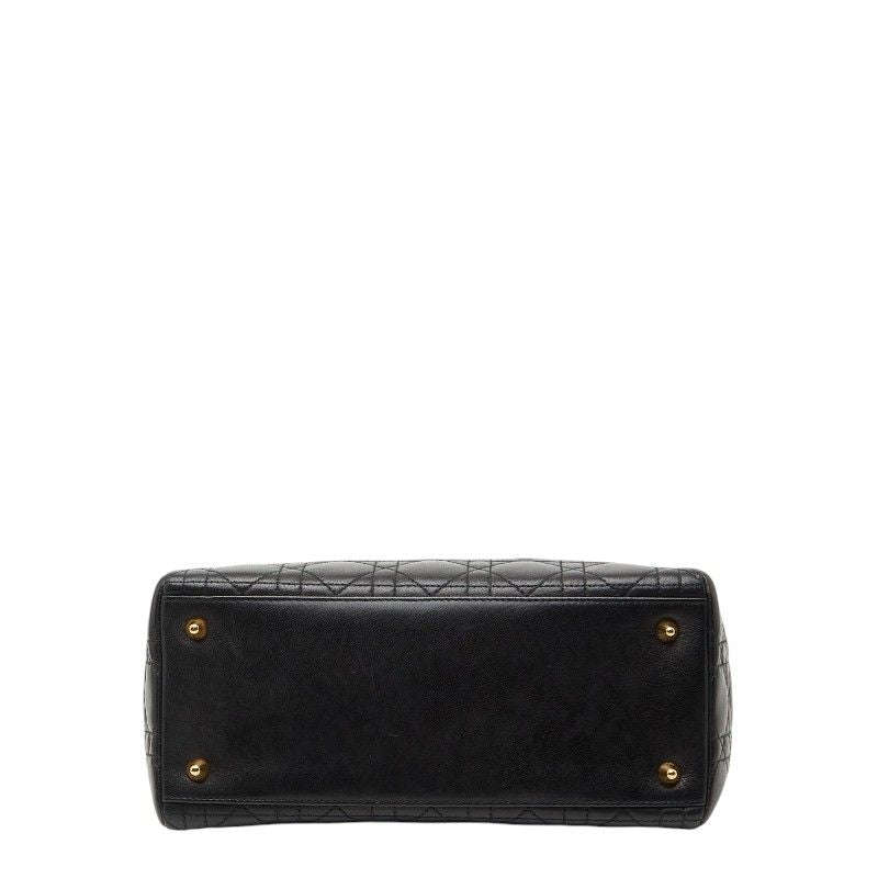 Dior Cannage Lady Dior 2-Way Shoulder Bag Black Leather