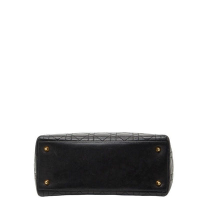 Dior Cannage Lady Dior 2-Way Shoulder Bag Black Leather