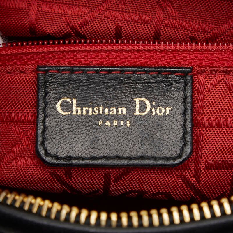Dior Cannage Lady Dior 2-Way Shoulder Bag Black Leather