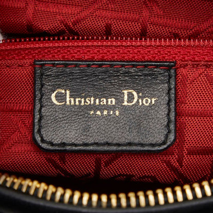 Dior Cannage Lady Dior 2-Way Shoulder Bag Black Leather