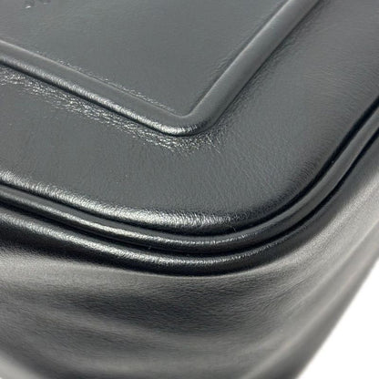 Prada Mini Shoulder Bag Triangle Embossed Logo Black Silver Leather Calfskin