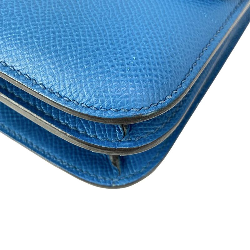 Hermes Shoulder Bag Constance Elan Blue Izmir Silver