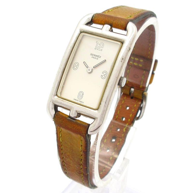 Hermes Watch Nantucket SS Leather S Ivory