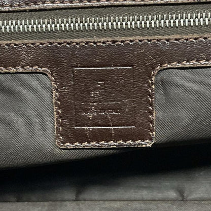 Fendi Shoulder Bag Zucca Pattern Black Beige Dark Brown Leather
