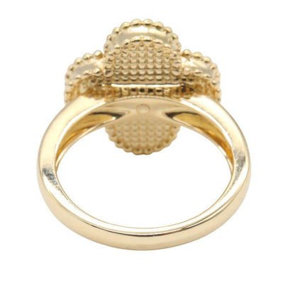 Van Cleef & Arpels Ring Vintage Alhambra Mother of Pearl 18K White Silver. White. Clear
