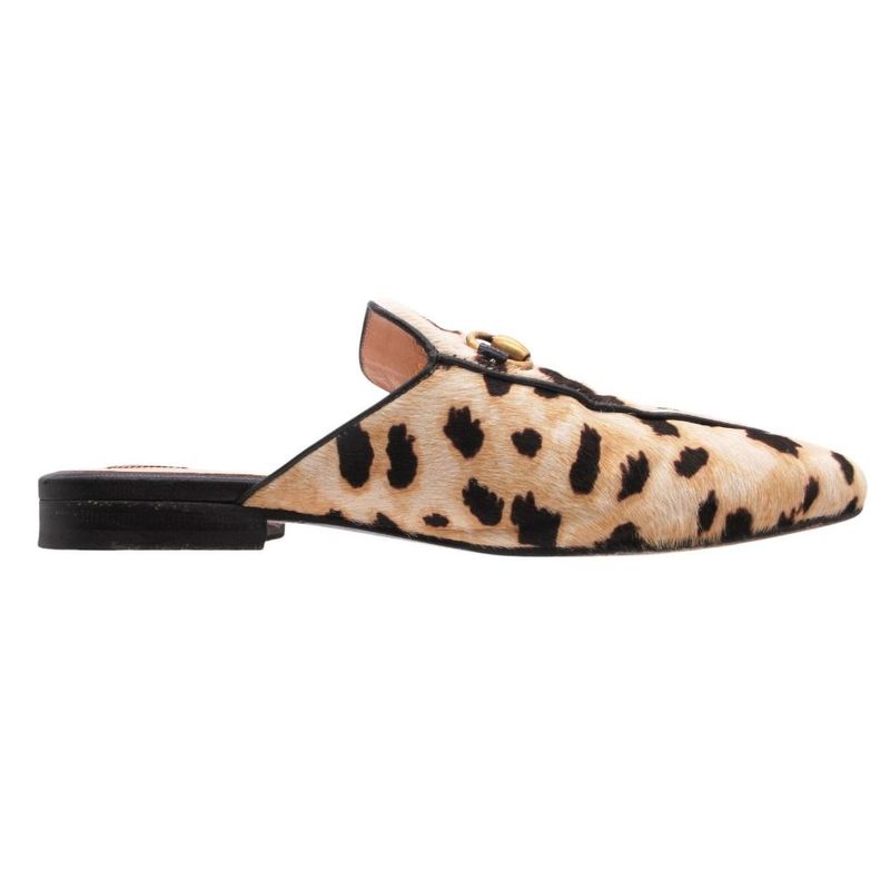 Gucci Horsebit Calf Hair Leopard Pattern Mule Sandals Shoes White 34.5