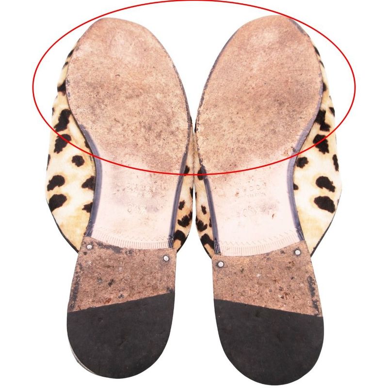 Gucci Horsebit Calf Hair Leopard Pattern Mule Sandals Shoes White 34.5