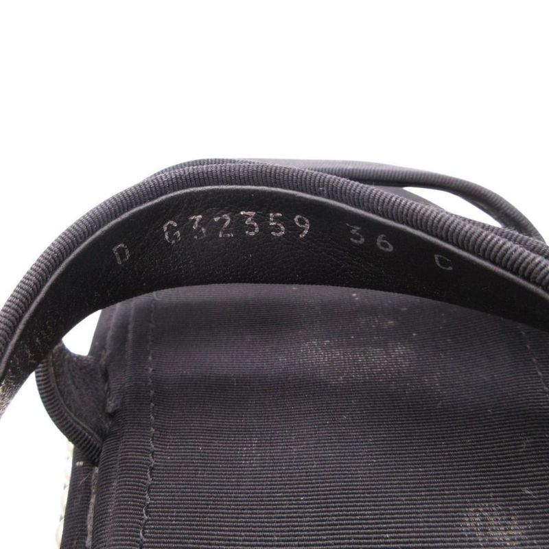 Chanel Footbed Sandals Shoes Grosgrain CC Logo Costume Pearl 36