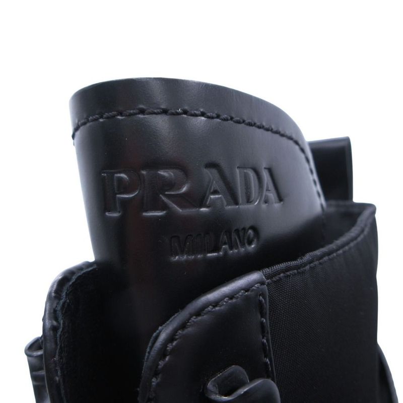Prada Monolith Long Boots Leather Nylon Triangle Plate Logo Shoes Pouch