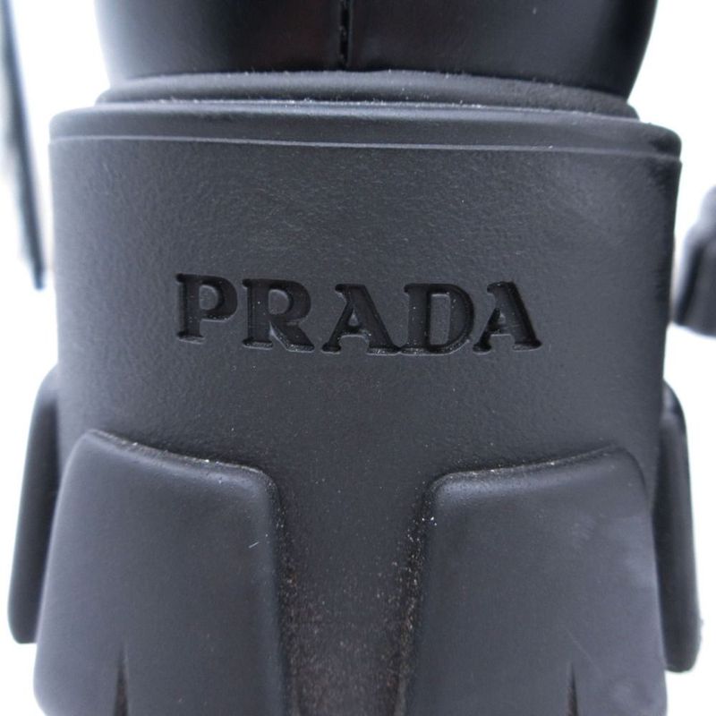 Prada Monolith Long Boots Leather Nylon Triangle Plate Logo Shoes Pouch