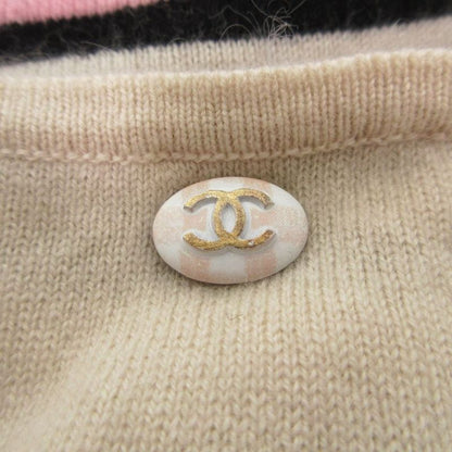 Chanel Vintage Cashmere Knit Dress Sleeveless Embroidery Lace Border