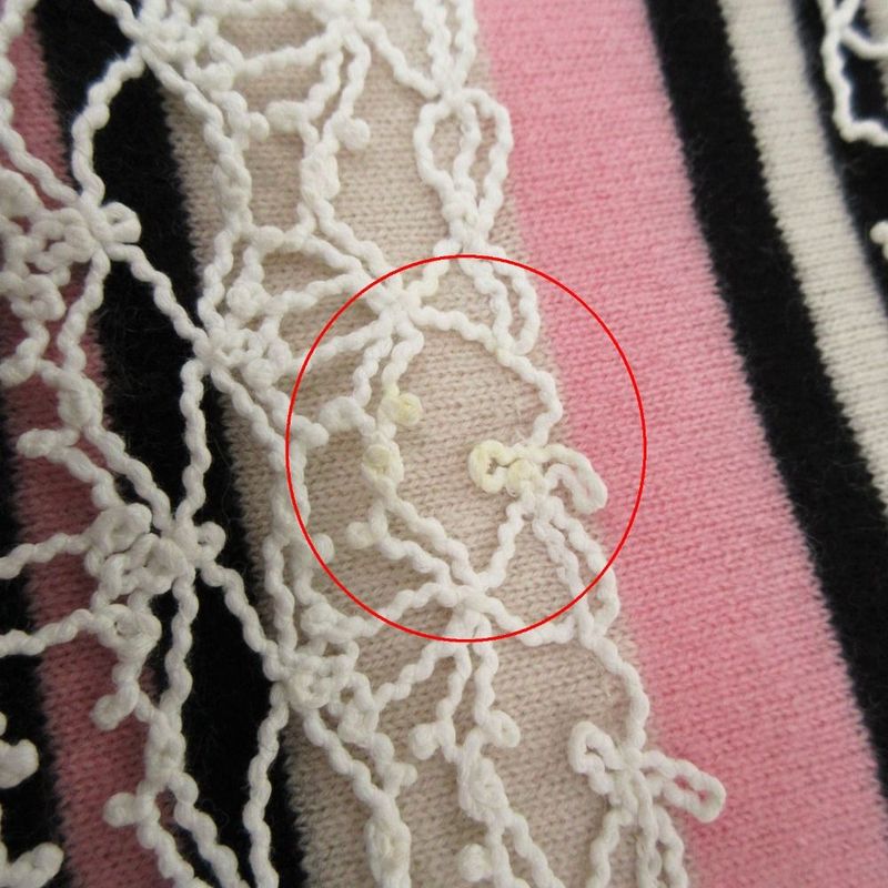 Chanel Vintage Cashmere Knit Dress Sleeveless Embroidery Lace Border