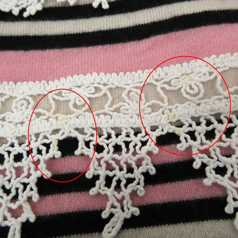 Chanel Vintage Cashmere Knit Dress Sleeveless Embroidery Lace Border